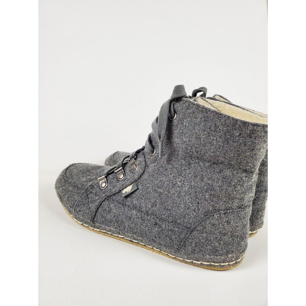 Rocket Dog Women's Canvas Fold Over Ankle Boots Size 5 Grey with Cream Sherpa - Picture 3 of 15